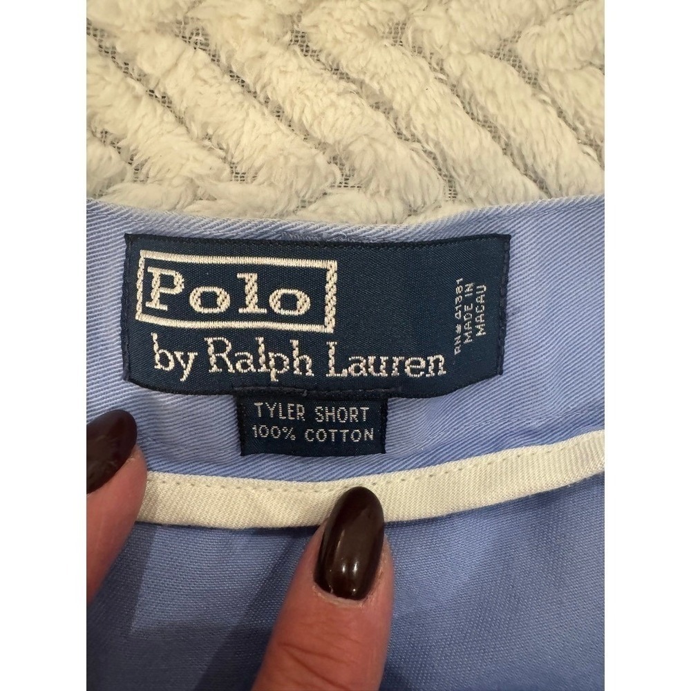 Polo Ralph Lauren Tyler Pleated Shorts Men Size 42 Blue Cotton Casual - Picture 2 of 4
